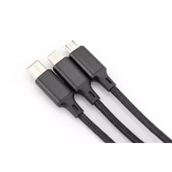 DIGITUS 3-in-1 įkrovimo laidas USB A – Lightning + micro B + Type-C 1m