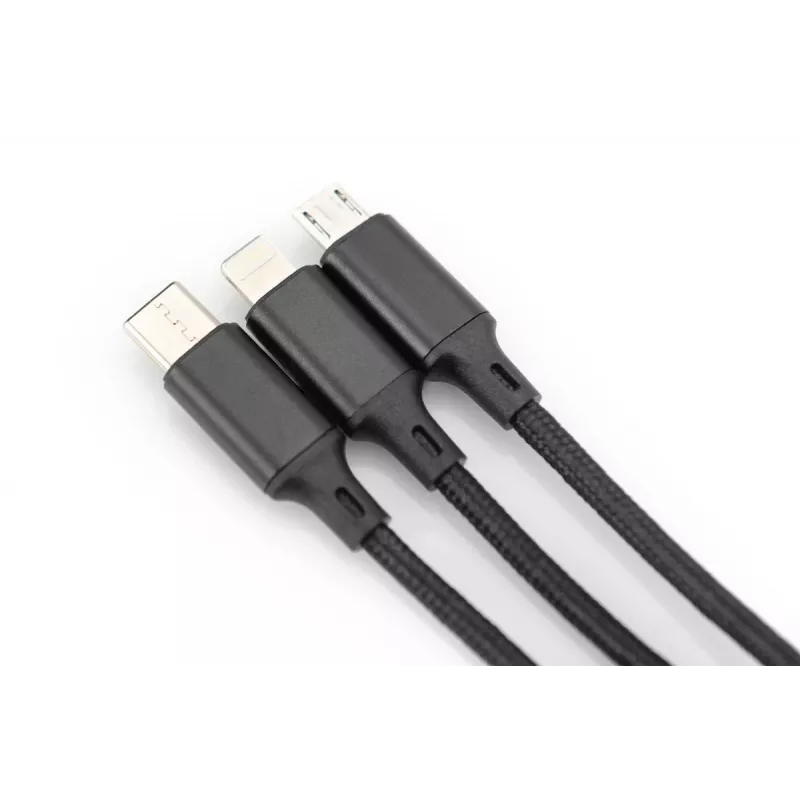 DIGITUS 3-in-1 įkrovimo laidas USB A – Lightning + micro B + Type-C 1m