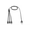 DIGITUS 3-in-1 įkrovimo laidas USB A – Lightning + micro B + Type-C 1m