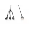 DIGITUS 3-in-1 įkrovimo laidas USB A – Lightning + micro B + Type-C 1m