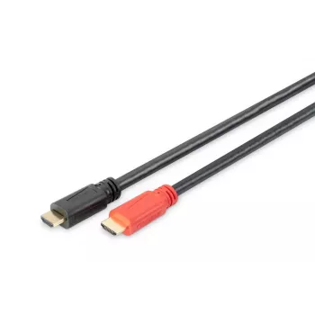 DIGITUS HDMI High Speed laidas su stiprintuvu, A tipo, M/M, 30 m, Full HD, CE, auksuotas juodas