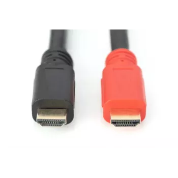 DIGITUS HDMI High Speed laidas su stiprintuvu, A tipo, M/M, 30 m, Full HD, CE, auksuotas juodas
