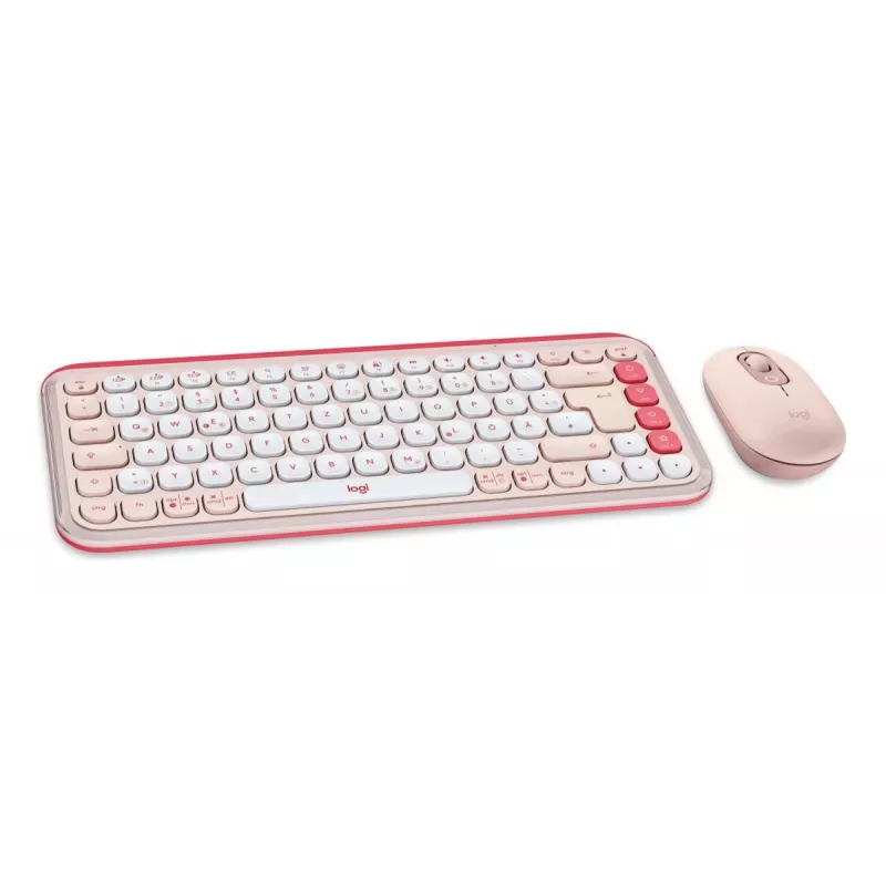LOGITECH POP Icon Combo - Rožinė ir Balta - belaidis klaviatūros ir pelės rinkinys (QWERTZ vokiškas išdėstymas)
