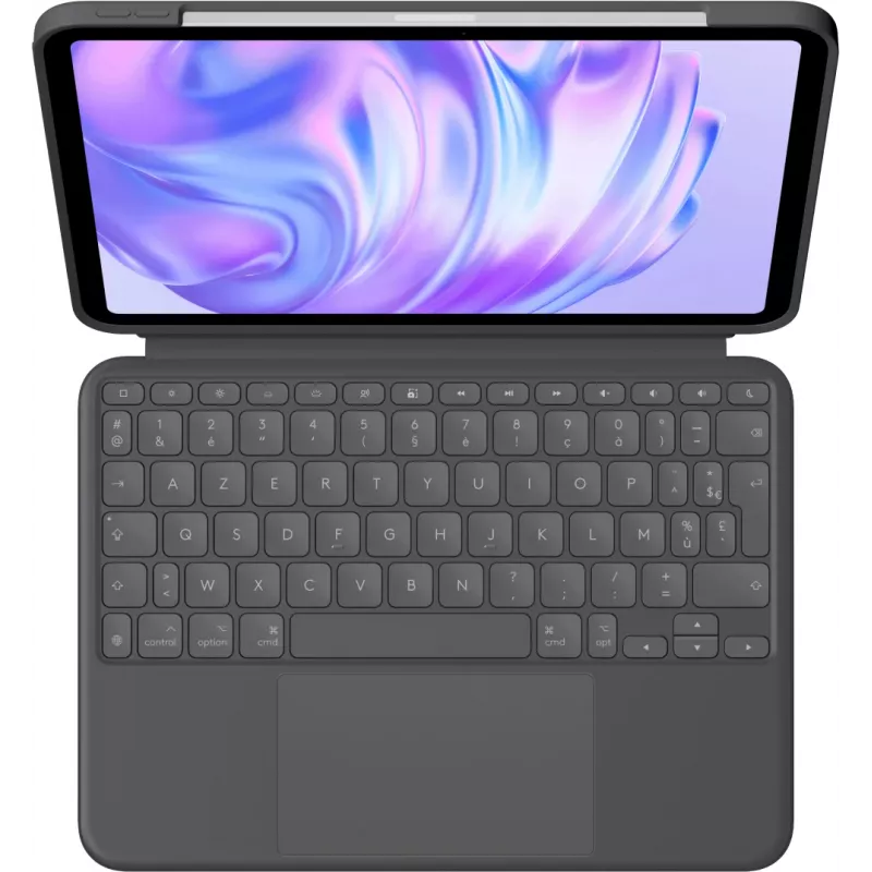 LOGITECH Combo Touch klaviatūros dėklas, skirtas iPad Pro 11 col. M4/M5, grafitas, AZERTY prancūzų