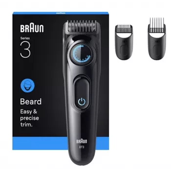 Braun BT3520 barzdos kirpimo mašinėlė, baterija, 40 nustatymų, 2 cm, juoda, mėlyna