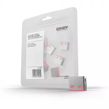 Lindy USB prievadų blokavimo kištukai (be rakto) – 10 vnt., rožiniai