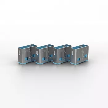 Lindy USB prievadų blokatorius - 4 vienetų pakuotė, mėlynas