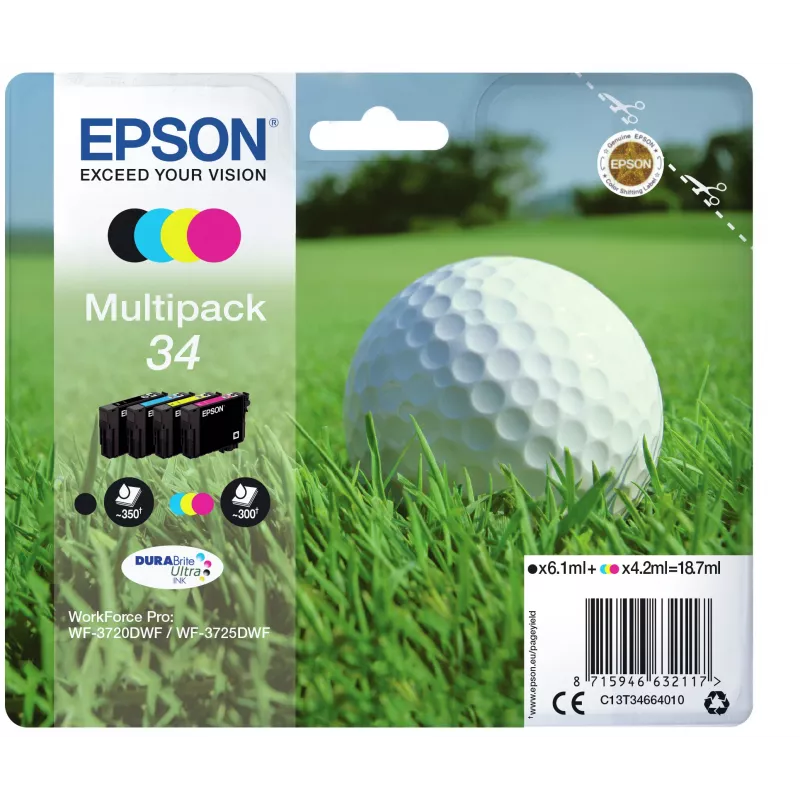 Epson rašalo kasetė Golf ball Multipack 4 spalvos 34 DURABrite Ultra