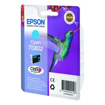 Epson Hummingbird vienetinis kasetė cyan T0802 Claria fotografinis rašalas