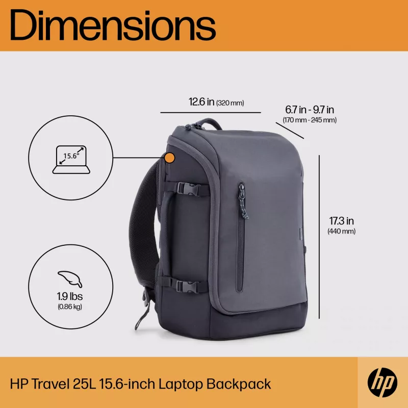 HP Travel 25 litrų 15.6 col. Iron Grey kuprinė nešiojamam kompiuteriui