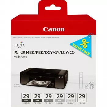Canon PGI-29 MBK/PBK/DGY/GY/LGY/CO 6 rašalo kasečių rinkinys