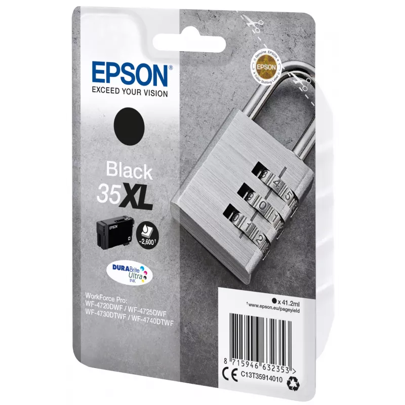 Kasetė Epson Padlock Singlepack Juoda 35XL DURABrite Ultra Rašalas