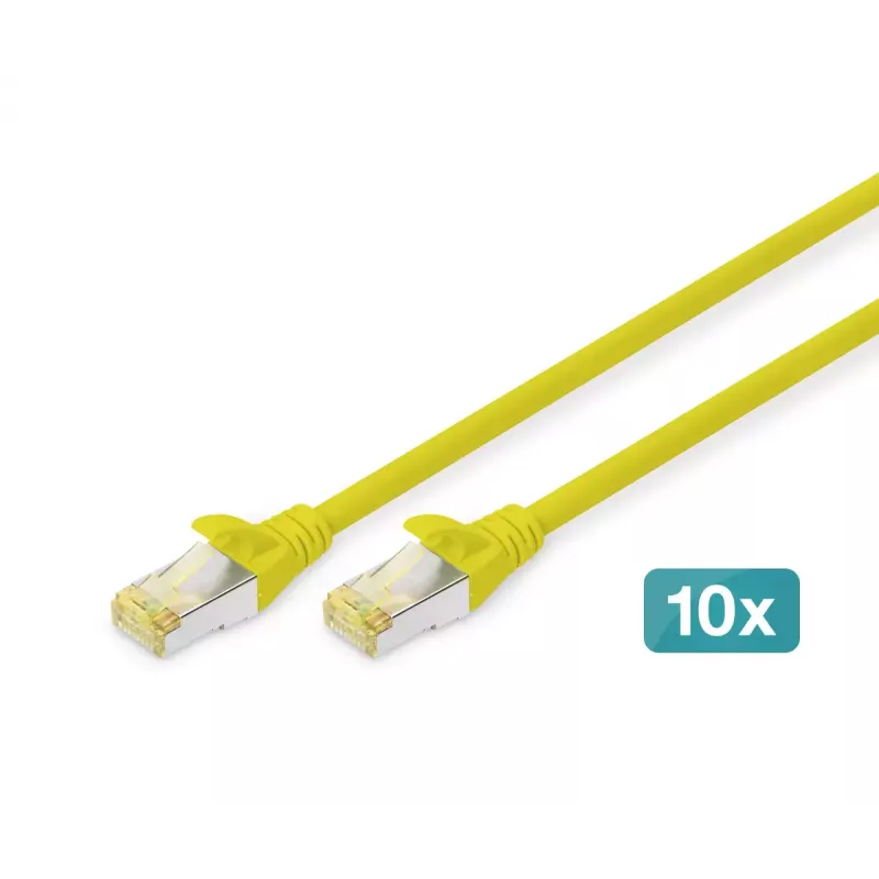 DIGITUS Patch kabelis CAT6a S/FTP 1 m geltonas 10 vnt. pakuotėje