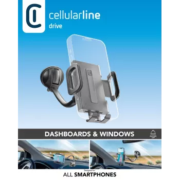 Cellularline Hug Flexi – universalus automobilinis laikiklis telefonui su siurbtuku