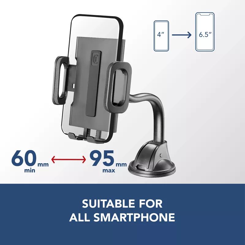 Cellularline Hug Flexi – universalus automobilinis laikiklis telefonui su siurbtuku