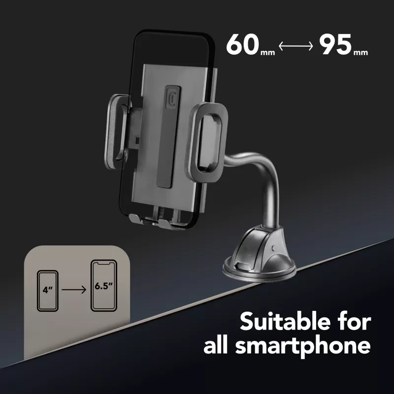 Cellularline Hug Flexi – universalus automobilinis laikiklis telefonui su siurbtuku