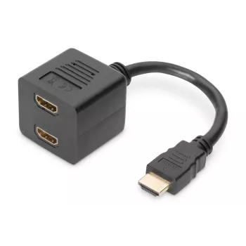 DIGITUS HDMI Y-splitter kabelis, A tipas - 2x A tipas M/F, 20 cm pasyvus, Full HD, juodas