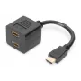 DIGITUS HDMI Y-splitter kabelis, A tipas - 2x A tipas M/F, 20 cm pasyvus, Full HD, juodas