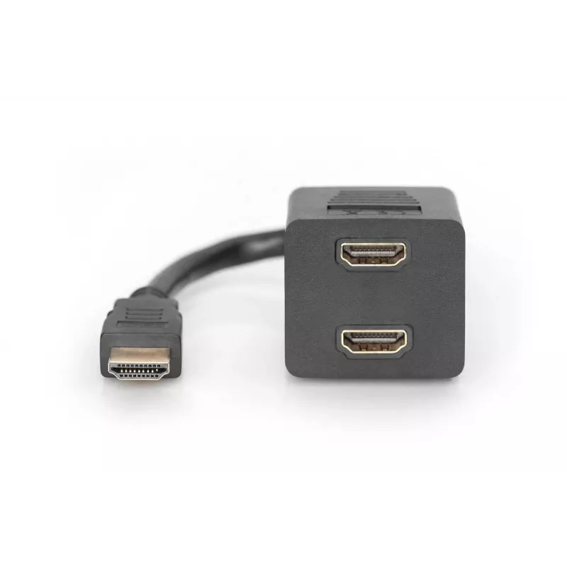 DIGITUS HDMI Y-splitter kabelis, A tipas - 2x A tipas M/F, 20 cm pasyvus, Full HD, juodas
