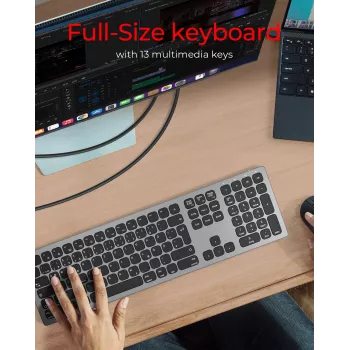 Belaidė klaviatūra KeySonic KSK-8023BTRF (DE) universali Bluetooth QWERTZ vokiška antracitinė, juoda