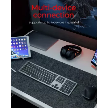 Belaidė klaviatūra KeySonic KSK-8023BTRF (DE) universali Bluetooth QWERTZ vokiška antracitinė, juoda