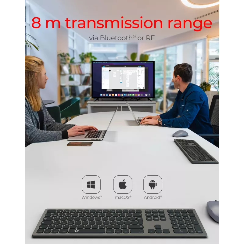 Belaidė klaviatūra KeySonic KSK-8023BTRF (DE) universali Bluetooth QWERTZ vokiška antracitinė, juoda