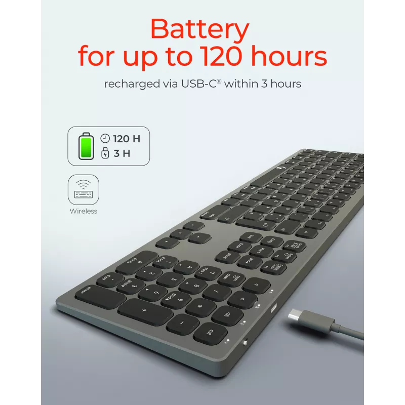 Belaidė klaviatūra KeySonic KSK-8023BTRF (DE) universali Bluetooth QWERTZ vokiška antracitinė, juoda