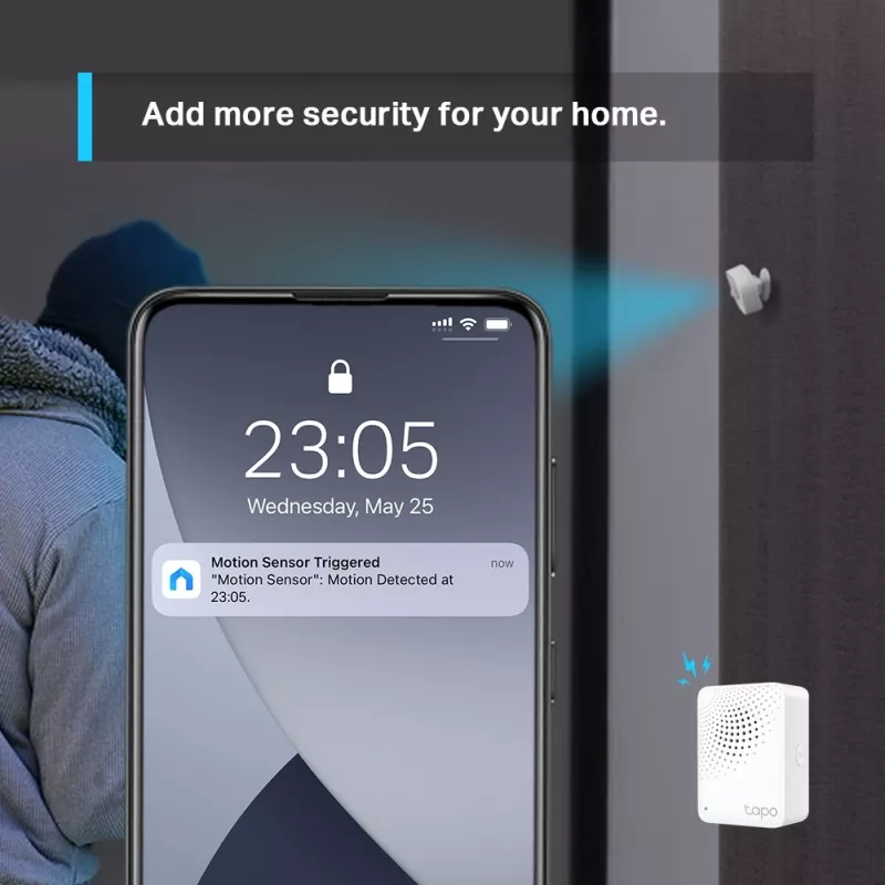 TP-Link Tapo judesio jutiklis, luboms/sienai, vidaus, baltas, 120°, belaidis, 7 m