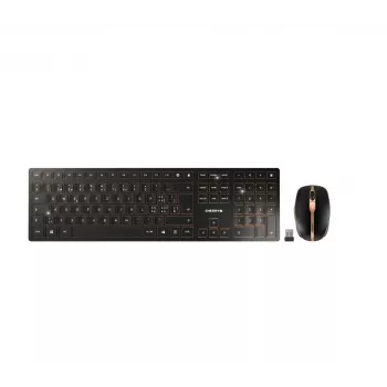 CHERRY DW 9100 SLIM belaidis klaviatūros ir pelės rinkinys, RF + Bluetooth, QWERTZ šveicariškas, juodas