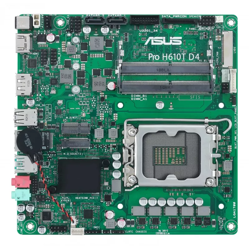 ASUS Pro H610T D4-CSM pagrindinė plokštė Intel H610 LGA 1700 Thin Mini ITX