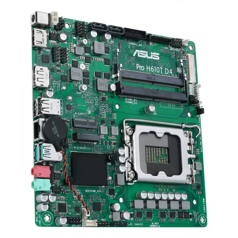 ASUS Pro H610T D4-CSM pagrindinė plokštė Intel H610 LGA 1700 Thin Mini ITX
