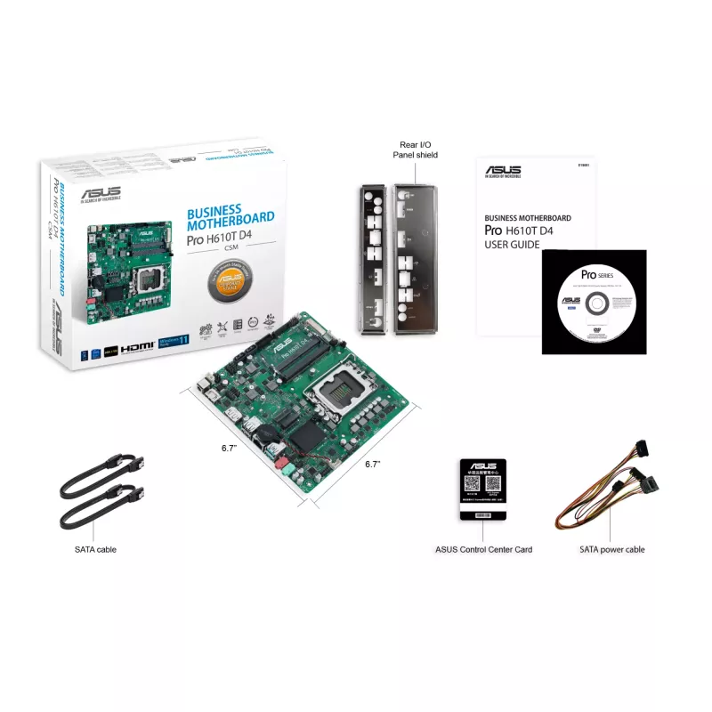 ASUS Pro H610T D4-CSM pagrindinė plokštė Intel H610 LGA 1700 Thin Mini ITX