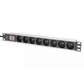 DIGITUS 1U aliuminio PDU, montuojamas į stelažą, 8x CEE 7/5, 16A, 4000W, 250VAC 50/60Hz