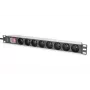 DIGITUS 1U aliuminio PDU, montuojamas į stelažą, 8x CEE 7/5, 16A, 4000W, 250VAC 50/60Hz