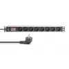 DIGITUS 1U aliuminio PDU, montuojamas į stelažą, 8x CEE 7/5, 16A, 4000W, 250VAC 50/60Hz