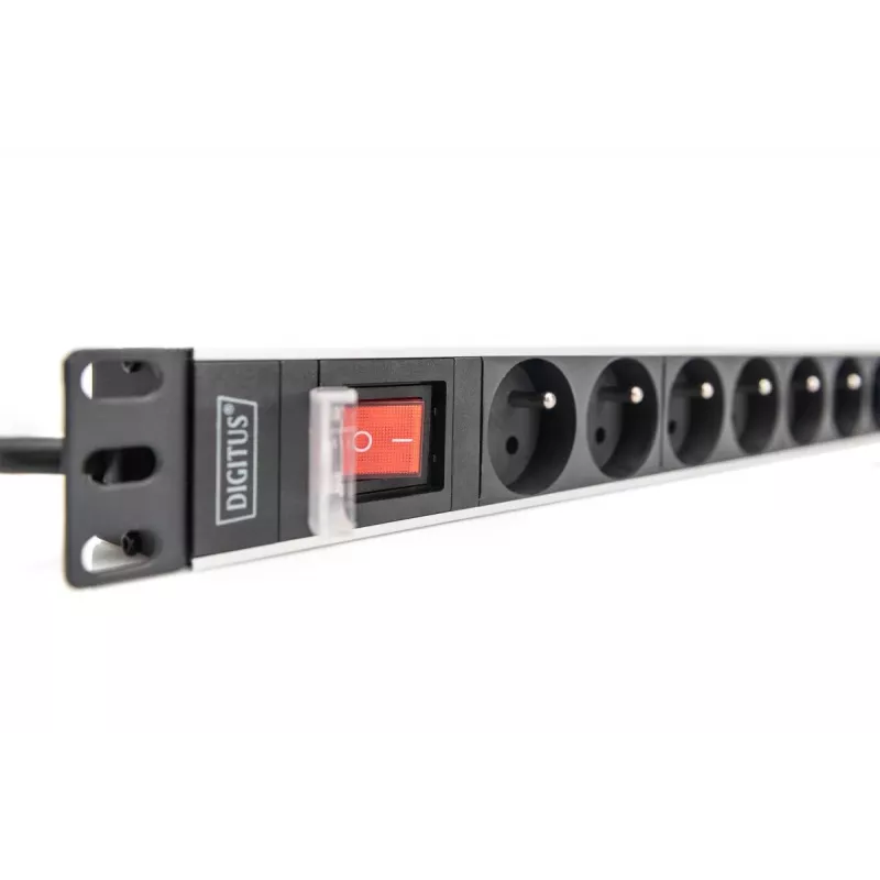 DIGITUS 1U aliuminio PDU, montuojamas į stelažą, 8x CEE 7/5, 16A, 4000W, 250VAC 50/60Hz