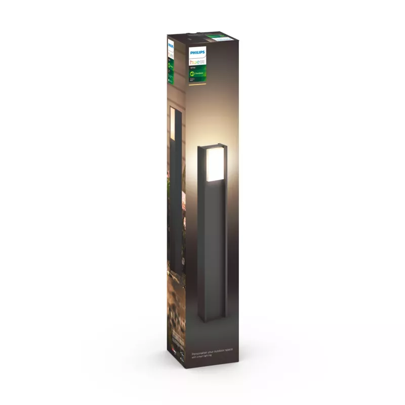 Philips Hue White Turaco lauko stulpas 1647493P0, išmanus stulpinis apšvietimas, Bluetooth/Zigbee, antracitas, LED, aliuminis, E27
