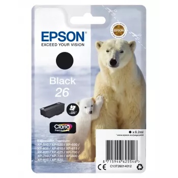 Epson Polar bear 26 Claria Premium rašalo kasetė, juoda, standartinė talpa, 6,2 ml, 1 vnt., 220 puslapių