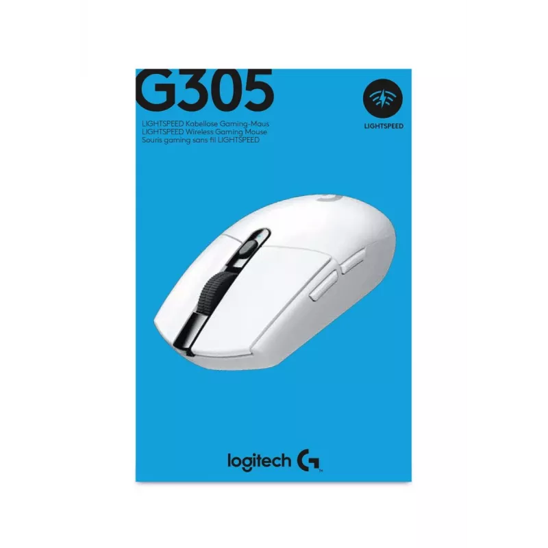 LOGITECH G305 Lightspeed belaidė žaidimų pelė balta