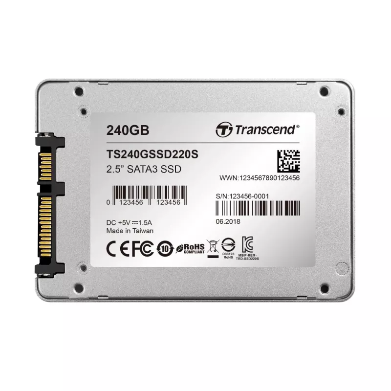 TRANSCEND SSD 220s 240GB 2.5 colio SATA 6Gb/s TLC aliuminio korpusas