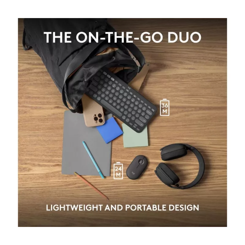LOGITECH Pebble 2 Combo Tonal Graphite QWERTY US belaidė klaviatūra ir pelė