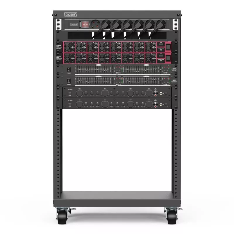 DIGITUS 16U AVS stovas 780x507x460mm srieginės tvirtinimo angos, ratukai, juoda