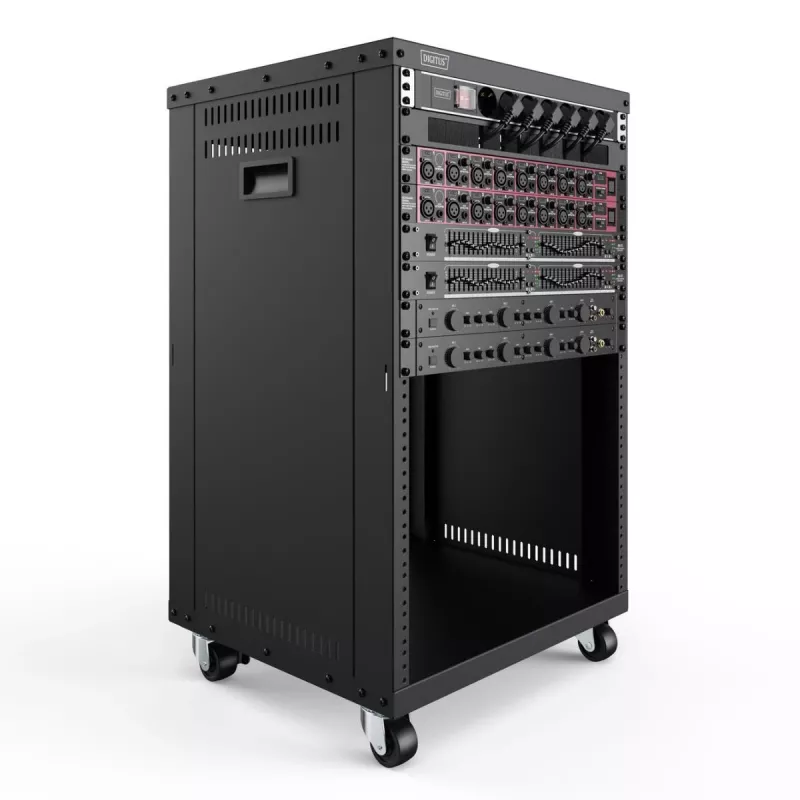 DIGITUS 16U AVS stovas 780x507x460mm srieginės tvirtinimo angos, ratukai, juoda