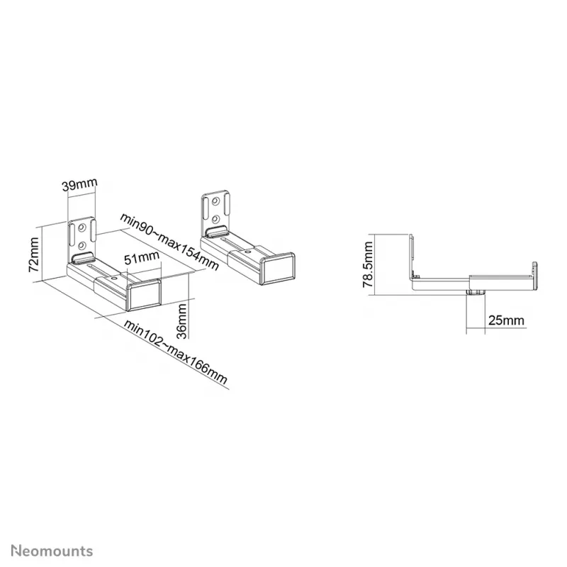Neomounts AWL29-550BL1 Laikiklis videobar / soundbar ant sienos - iki 15 kg - universalus