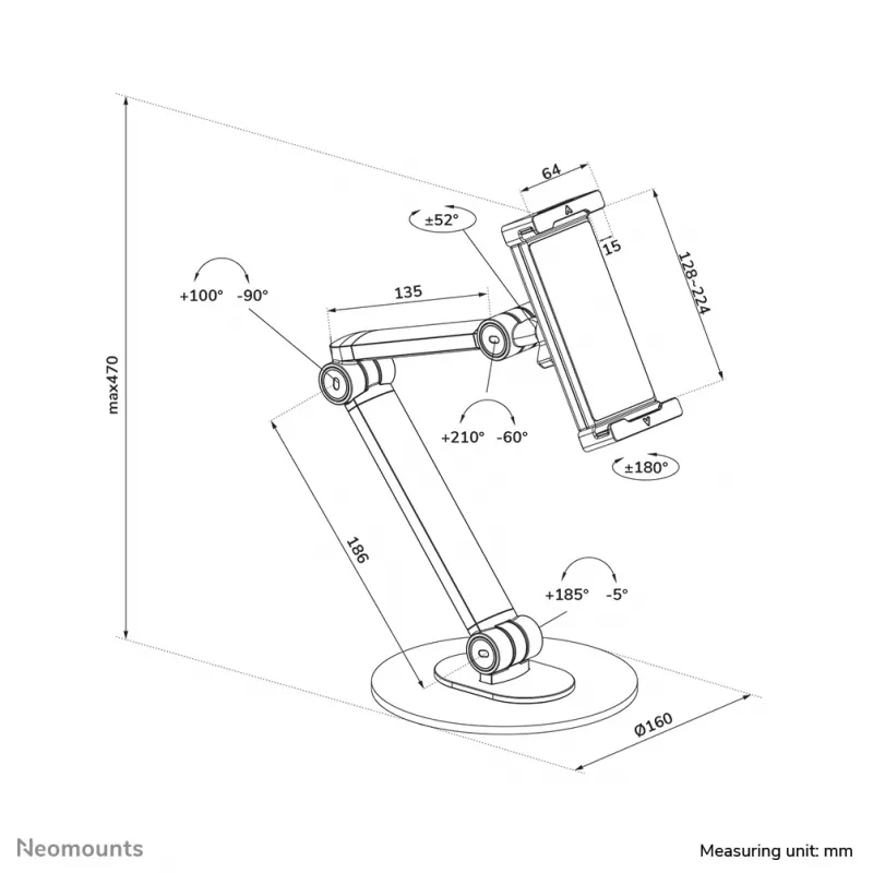 Neomounts DS15-550BL1 Universalus planšetinio kompiuterio stovas 4,7–12,9 col.