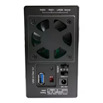 LC-POWER LC-35U3-RAID-2, išorinis 2 x 3,5 colių kietųjų diskų dėklas su RAID, aliuminis, juodas