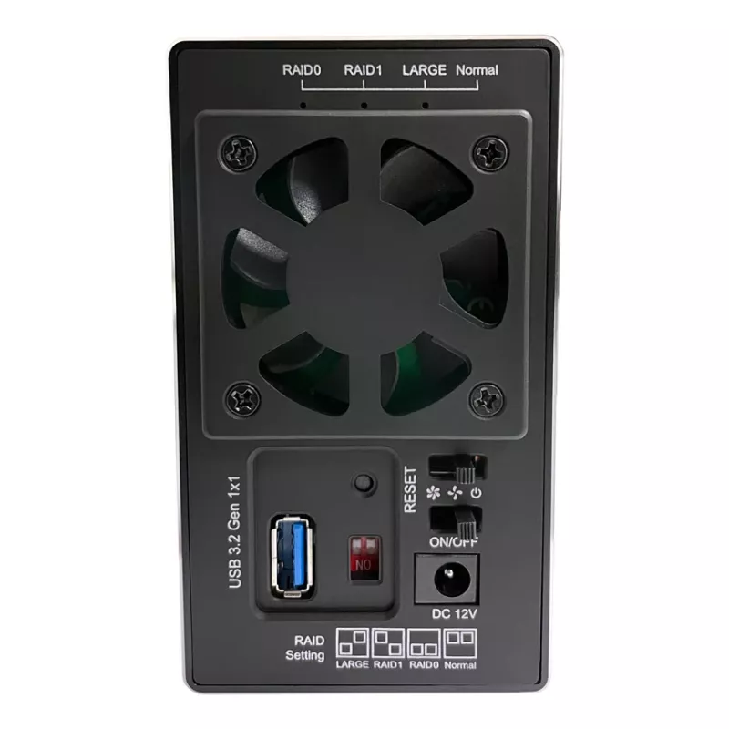LC-POWER LC-35U3-RAID-2, išorinis 2 x 3,5 colių kietųjų diskų dėklas su RAID, aliuminis, juodas