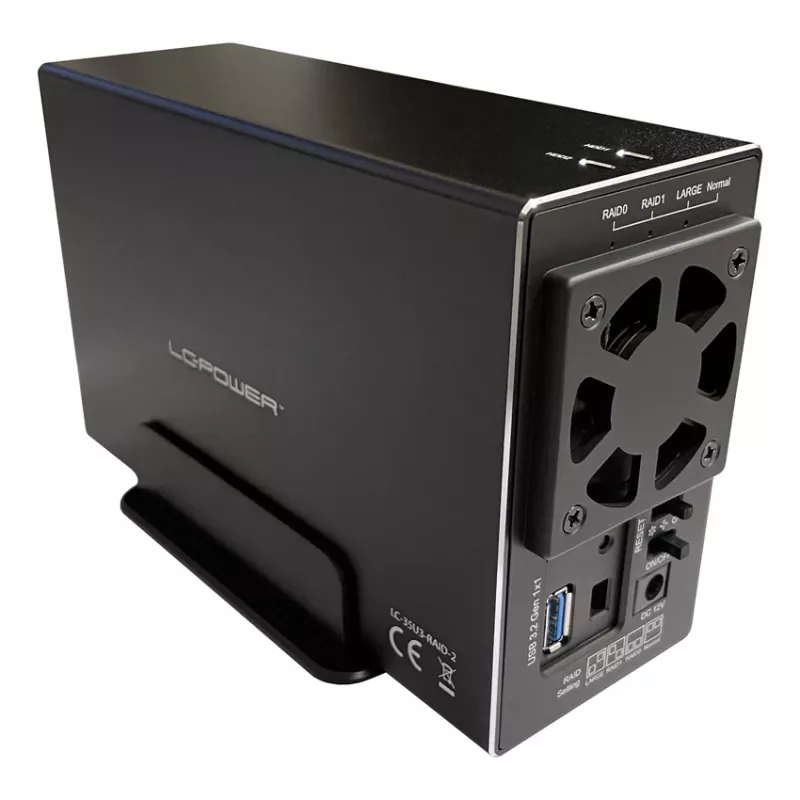 LC-POWER LC-35U3-RAID-2, išorinis 2 x 3,5 colių kietųjų diskų dėklas su RAID, aliuminis, juodas
