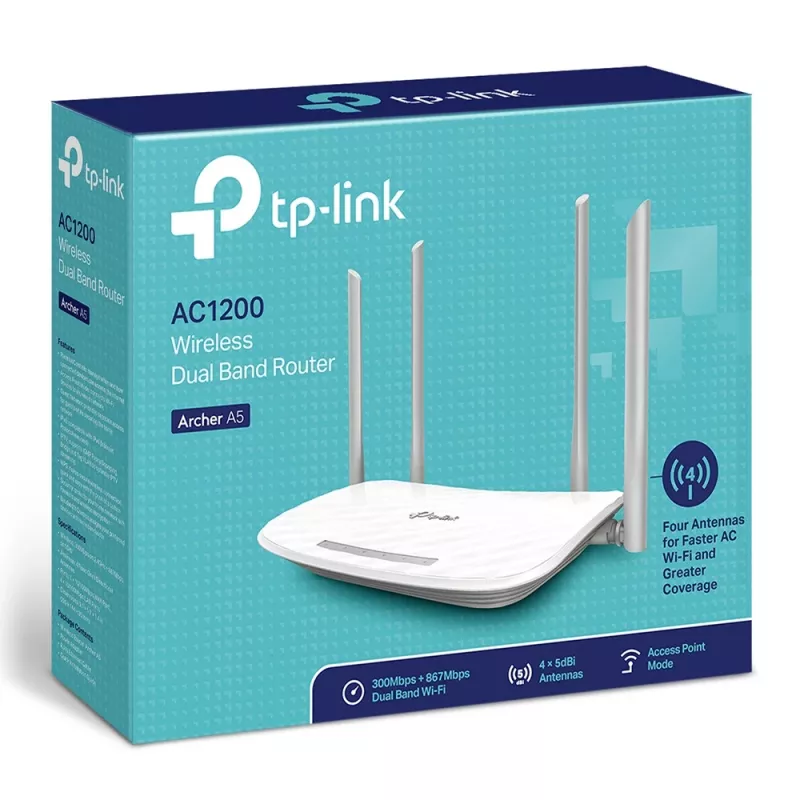 TP-Link Archer A5 AC1200 belaidis dviejų juostų maršrutizatorius