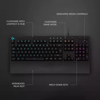 Žaidimų klaviatūra Logitech G G213 Prodigy pilno dydžio RGB LED laidas
